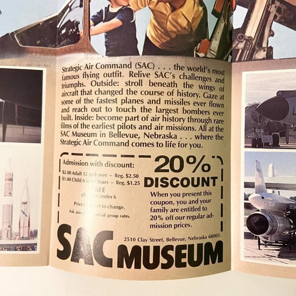Vintage The Strategic Air Command Museum Sac Museum Nebraska Brochure  Pamphlet - Picture 6 of 13